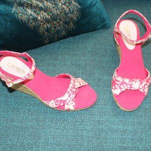 Ralph Lauren Pink/White Floral Espadrille Sandal Size 8